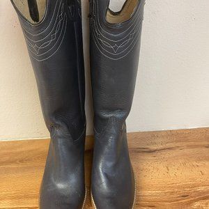 Womens western leather boots NAVY 9 M